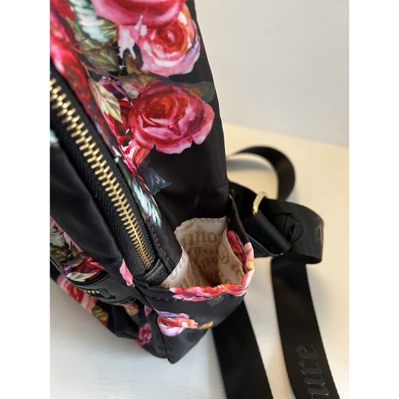 Juicy couture Backpack Roses Black Pink Floral Small Gold Hardware Nylon main image 5